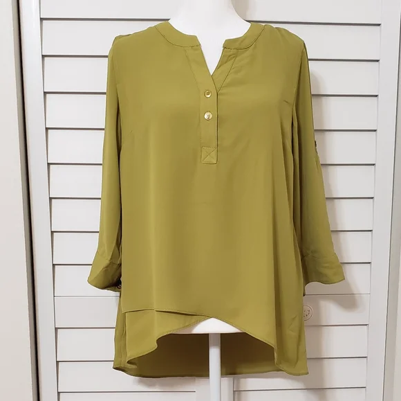 Catherine Malandrino Green Blouse       3/4 Sleeve Size S - Picture 2 of 11